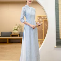 Весеннее ретро длинное платье, китайский стиль