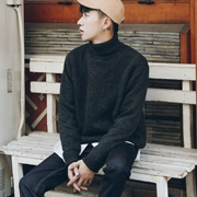 Mùa thu và mùa đông màu rắn cổ cao chạm đáy áo sơ mi nam hoang dã áo len áo len lỏng xu hướng áo len Hàn Quốc