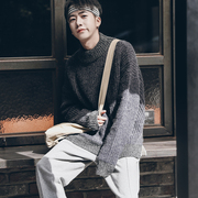 [Đặc biệt cung cấp] mùa đông màu sắc tương phản khâu dày nửa cao cổ áo thun áo len Hàn Quốc thanh niên lỏng áo len nam triều