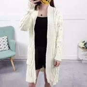 Rod đan cardigan Nữ Hàn Quốc 2017 Mới Loose Solid Color Long Dày Line Mùa thu và mùa đông dày áo len