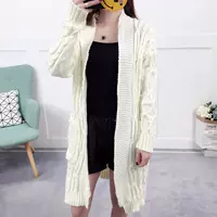 Rod đan cardigan Nữ Hàn Quốc 2017 Mới Loose Solid Color Long Dày Line Mùa thu và mùa đông dày áo len áo cardigan nữ