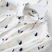 Áo hai dây trắng 绉 Áo lụa nữ mùa thu dài tay 2019 mới đơn giản in áo lụa nữ - Áo sơ mi