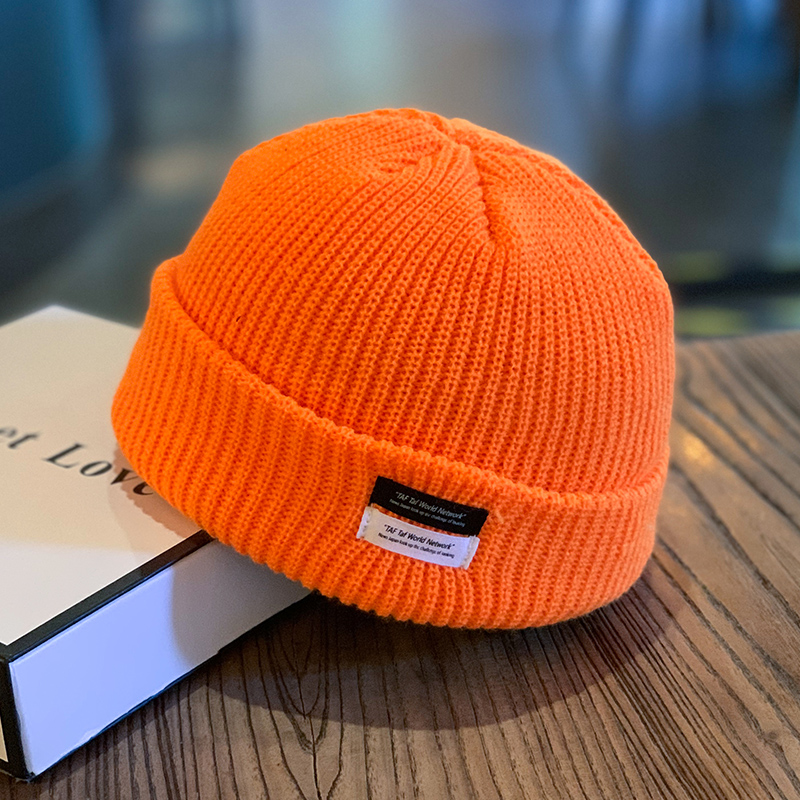 Orange/double row letter mark melon skin hat