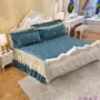 Chần bông trải giường cotton phong cách Châu Âu bedless giường váy mảnh duy nhất cotton cộng với cotton bed cover giường với giường baffle váy giường đẹp	