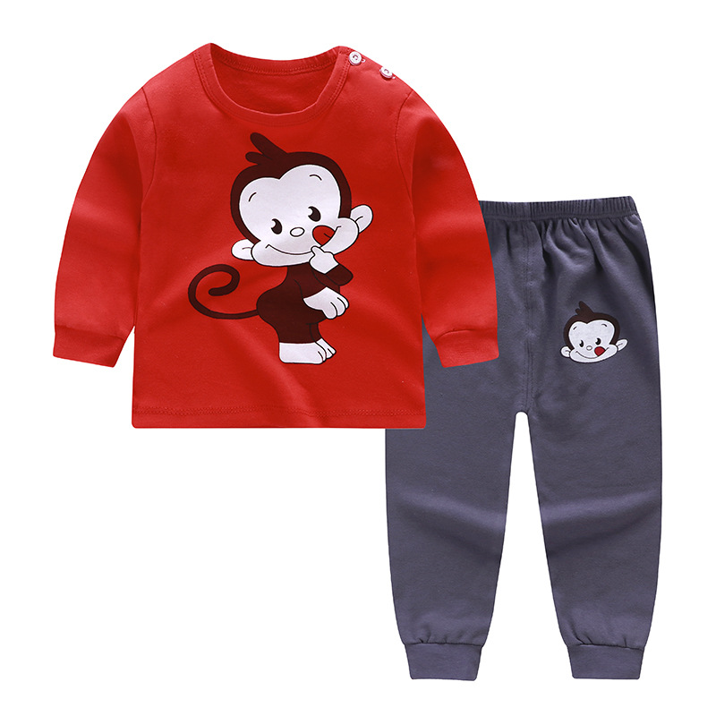 Redchildren Autumn clothes suit pure cotton Spring and Autumn Children's wear men and women baby Children Autumn clothes Autumn trousers baby pajamas leisure wear