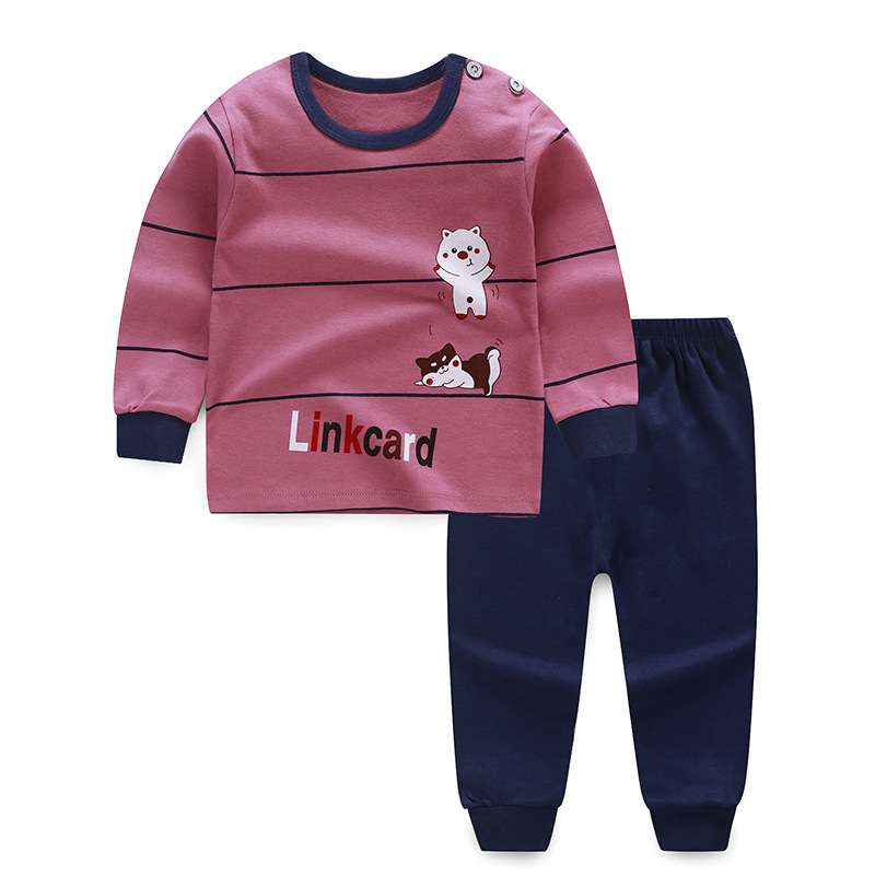 Claretchildren Autumn clothes suit pure cotton Spring and Autumn Children's wear men and women baby Children Autumn clothes Autumn trousers baby pajamas leisure wear