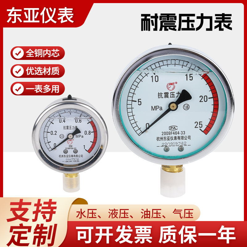 Hàng Châu Đông Á YN-100 máy đo áp suất địa chấn YN60 áp suất dầu địa chấn áp suất thủy lực 0-60 40 25 16MPA