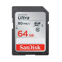 SANDISK 64GB SD Карта памяти C10 Высшая высокая скорость чтения 80 МБ/с.