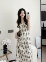 Yichic [LVQI Shanlan] Дизайн -датчики складки сгибаются с напечатанным прямым камизольным платьем xa2389