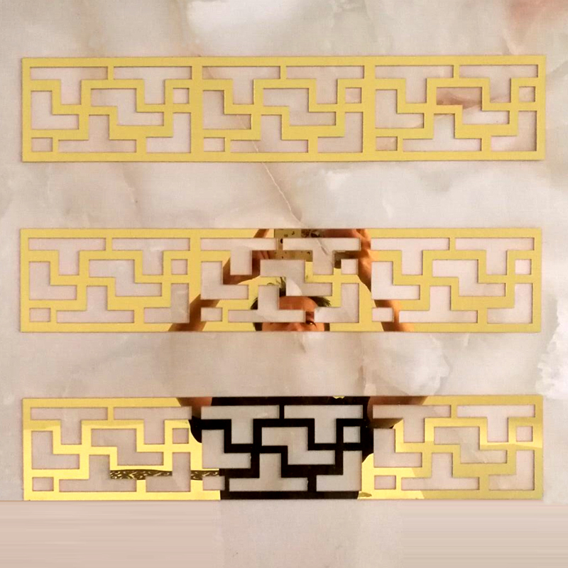 Ltx-002 (L 50 * W 10 Cm) Gold 5Chinese style ceiling suspended ceiling Background wall Acrylic Wall stickers autohesion 3d three-dimensional Mirror Sliver decorate Hollow out Waist line