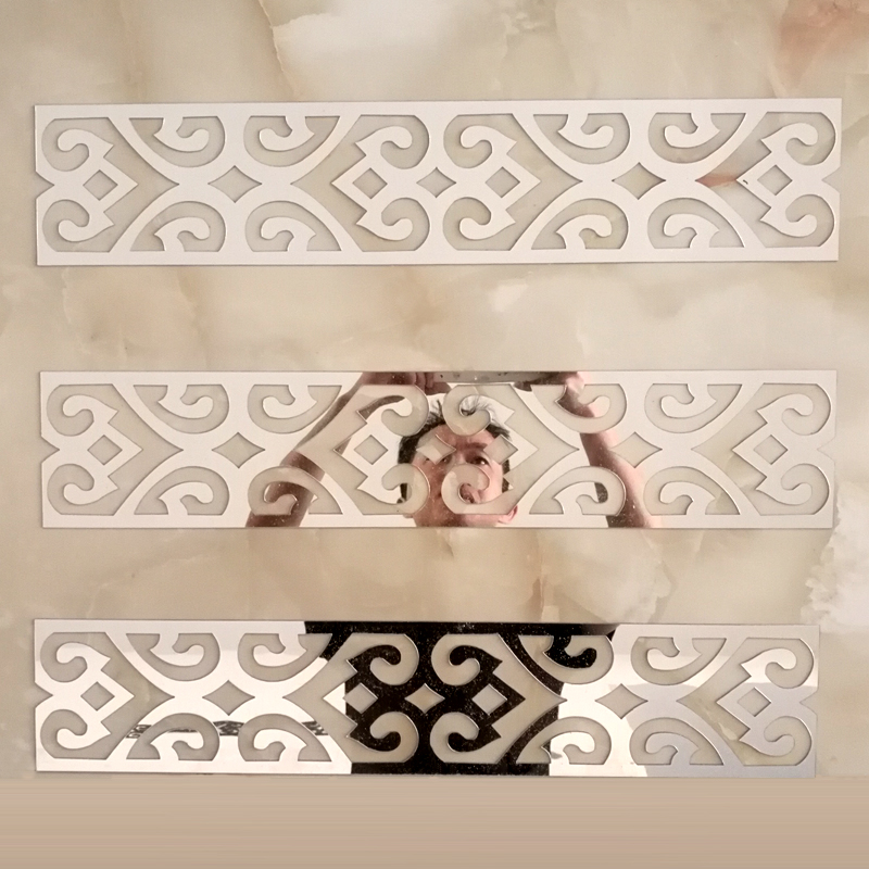 Ltx-003 (L 50 * W 10 Cm) Silver 5Chinese style ceiling suspended ceiling Background wall Acrylic Wall stickers autohesion 3d three-dimensional Mirror Sliver decorate Hollow out Waist line