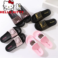 Подлинная Hello Kitty Katie Cat 2020 Summer Summer Wear Shadow Slippers Ladies Ping Hei Kt Home Drag Drag