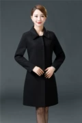 Mùa thu của phụ nữ mùa đông thời trang mới mỏng màu rắn phần dài ve áo kích thước lớn áo len ấm áo - Trung bình và dài Coat