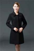 Mùa thu của phụ nữ mùa đông thời trang mới mỏng màu rắn phần dài ve áo kích thước lớn áo len ấm áo - Trung bình và dài Coat áo khoác phao nữ
