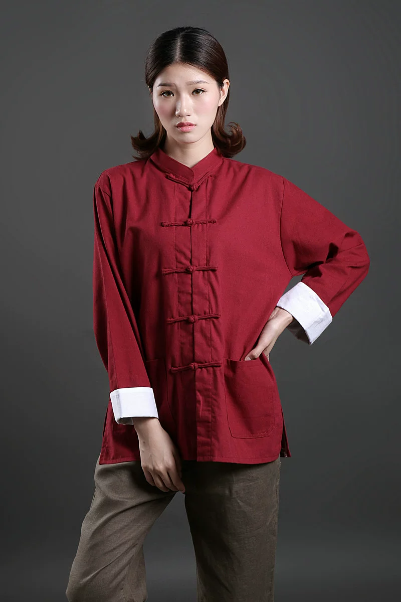 Phong cách Trung Quốc cổ điển nút đĩa phong cách dân tộc nam và nữ cardigan cotton linen áo khoác áo khoác Tang suit cộng với size áo - Áo sơ mi