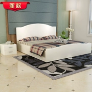 Các tấm mới kết hợp với tối giản kết hôn gỗ khăn trải giường người đôi nội thất phòng ngủ hiện đại màu trắng xanh - Giường