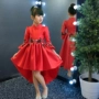 Mùa thu và mùa đông hoa cô gái váy công chúa váy bé trai đuôi váy màu đỏ phong cách Trung Quốc thêu váy pettiskirt bộ vest hàn quốc cho bé