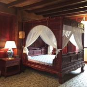 bắt chước Trung Quốc Ming và Qing triều đại phong cách cổ điển giường tán hai tháng một lần lỗ bông trắng thêu chung giường thẩm mỹ lưới sợi vỏ - Bed Skirts & Valances