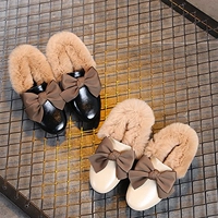 Зимняя утепленная детская обувь для кожаной обуви для принцессы, из натуральной кожи, коллекция 2023, мягкая подошва, в корейском стиле