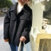 Xin Bang giúp tự chế 55 sinh viên Hàn Quốc hoang dã Hồng Kông-phong cách nút len ​​kẻ sọc cổ điển áo len nữ đoạn ngắn áo khoác uniqlo nữ Áo khoác ngắn