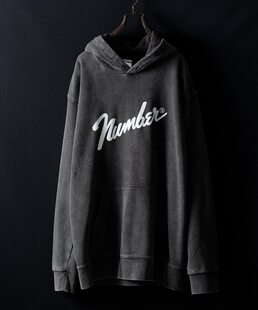 Худи (Number (N)ine) 23AW винтажная стирка, 100% хлопок, треснувший логотип, свободный крой
