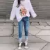 Quần jean bé gái 2020 mùa thu phong cách mới trẻ em trung niên phong cách hàn quốc quần ống nhỏ co giãn quần dài ống ôm - Quần jean Quần jean