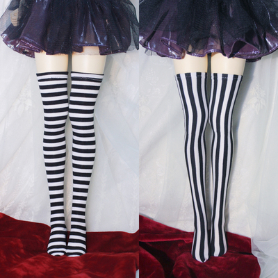 taobao agent [Flower Ling] BJD/DD socks 3 minutes, 4 cents, thigh socks, pantyhose black and white stripes