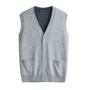 2017 mùa xuân và mùa thu mặc trung niên len vest cardigan nam cha vest vest len ​​đan vest vest nam kích thước lớn áo dệt kim tay ngắn