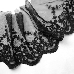 Handmade auxiliary materials Black little plum embroidered lace width 13 cm wide