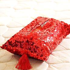 Коробка для салфеток 全亮片纸巾盒套 红色 喜庆家居抽纸套