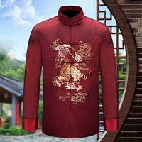 Mùa xuân và mùa thu trung niên Tang phù hợp với nam giới của chiếc áo khoác mỏng Trung Quốc phong cách ông già sinh nhật sinh nhật quần áo cha trang phục dân tộc đồ bộ mặc nhà