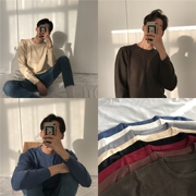 NAM 17 mùa thu và mùa đông dài tay vòng cổ áo len nam Hàn Quốc phiên bản của xu hướng tự trồng màu rắn cơ sở áo thun áo len