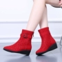 Mùa xuân và mùa hè phụ nữ Hàn Quốc rỗng net khởi động của phụ nữ duy nhất khởi động breathable ngắn khởi động lỗ giày thường nêm mát khởi động trẻ em giày giày boot nữ cổ thấp đế bằng