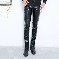 Quần da của nam giới Slim Hàn Quốc phiên bản của xu hướng này là mỏng và đẹp trai chân chặt chẽ phần mỏng cao eo đàn hồi thanh niên quần da của nam giới quần vải nam