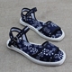 Cũ Bắc Kinh giày vải phụ nữ lớp dưới dép màu xanh và trắng sứ trung niên mẹ dép mùa hè dép vải Sandal